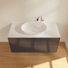 Тумба под раковину Villeroy & Boch Finion 120х50,1 см МДФ темно-синий матовый лак/стекло белое матовое F91100HG