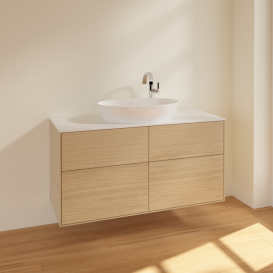 Тумба под раковину Villeroy & Boch Finion 120х50,1 см МДФ шпон дуба/стекло белое матовое F91100PC