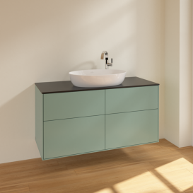 Тумба под раковину Villeroy & Boch Finion 120х50,1 см МДФ оливковый матовый лак/стекло черное матовое F91200GM