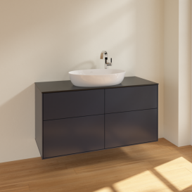 Тумба под раковину Villeroy & Boch Finion 120х50,1 см МДФ темно-синий матовый лак/стекло черное матовое F91200HG