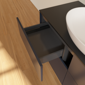 Тумба под раковину Villeroy & Boch Finion 120х50,1 см МДФ темно-синий матовый лак/стекло черное матовое F91200HG