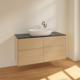 Тумба под раковину Villeroy & Boch Finion 120х50,1 см МДФ шпон дуба/стекло черное матовое F91200PC