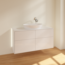 Тумба под раковину Villeroy & Boch Finion 120х50,1 см с подсветкой МДФ глянцевый белый лак/стекло белое матовое G91100GF