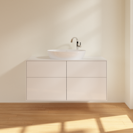 Тумба под раковину Villeroy & Boch Finion 120х50,1 см с подсветкой МДФ глянцевый белый лак/стекло белое матовое G91100GF