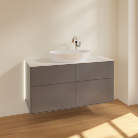 Тумба під раковину Villeroy & Boch Finion 120х50,1 см із підсвічуванням МДФ антрацит матовий лак/скло біле матове G91100GK