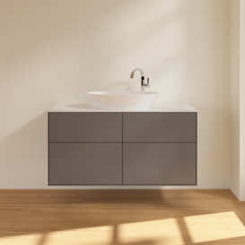 Тумба під раковину Villeroy & Boch Finion 120х50,1 см із підсвічуванням МДФ антрацит матовий лак/скло біле матове G91100GK