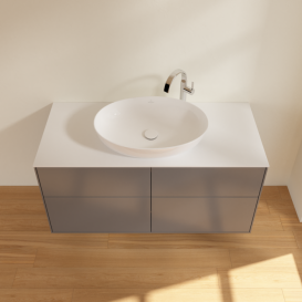 Тумба під раковину Villeroy & Boch Finion 120х50,1 см із підсвічуванням МДФ антрацит матовий лак/скло біле матове G91100GK