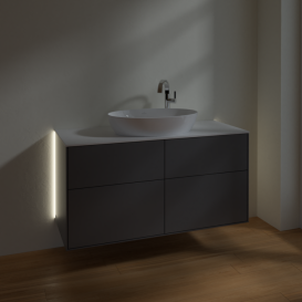 Тумба під раковину Villeroy & Boch Finion 120х50,1 см із підсвічуванням МДФ антрацит матовий лак/скло біле матове G91100GK