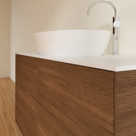 Тумба под раковину Villeroy & Boch Finion 120х50,1 см с подсветкой МДФ шпон грецкого ореха/стекло белое матовое G91100GN