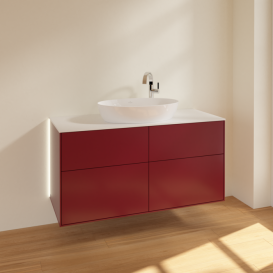 Тумба под раковину Villeroy & Boch Finion 120х50,1 см с подсветкой МДФ пион матовый лак/стекло белое матовое G91100HB