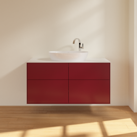 Тумба под раковину Villeroy & Boch Finion 120х50,1 см с подсветкой МДФ пион матовый лак/стекло белое матовое G91100HB