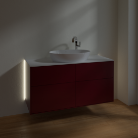 Тумба под раковину Villeroy & Boch Finion 120х50,1 см с подсветкой МДФ пион матовый лак/стекло белое матовое G91100HB