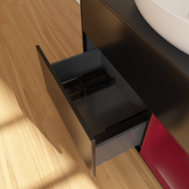 Тумба под раковину Villeroy & Boch Finion 100х50,1 см с подсветкой МДФ черный матовый лак/стекло черное матовое F902HBPD