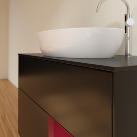 Тумба под раковину Villeroy & Boch Finion 100х50,1 см с подсветкой МДФ черный матовый лак/стекло черное матовое F902HBPD