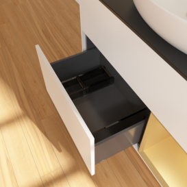 Тумба под раковину Villeroy & Boch Finion 100х50,1 см с подсветкой МДФ белый матовый лак/стекло черное матовое F902HFMT