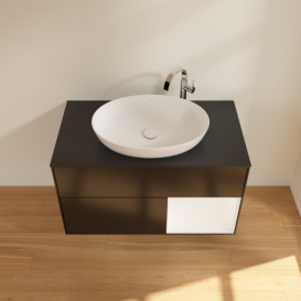 Тумба под раковину Villeroy & Boch Finion 100х50,1 см с подсветкой МДФ черный матовый лак/стекло черное матовое F902MTPD