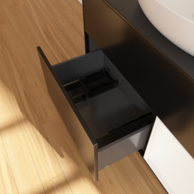 Тумба под раковину Villeroy & Boch Finion 100х50,1 см с подсветкой МДФ черный матовый лак/стекло черное матовое F902MTPD