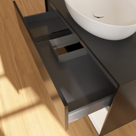 Тумба под раковину Villeroy & Boch Finion 100х50,1 см с подсветкой МДФ черный матовый лак/стекло черное матовое F902MTPD