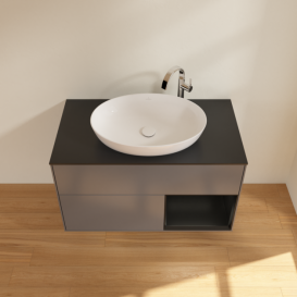 Тумба под раковину Villeroy & Boch Finion 100х50,1 см с подсветкой МДФ антрацит матовый лак/стекло черное матовое F902PDGK