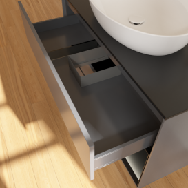 Тумба под раковину Villeroy & Boch Finion 100х50,1 см с подсветкой МДФ антрацит матовый лак/стекло черное матовое F902PDGK