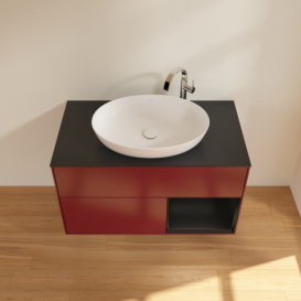 Тумба под раковину Villeroy & Boch Finion 100х50,1 см с подсветкой МДФ пион матовый лак/стекло черное матовое F902PDHB