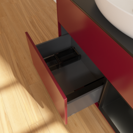 Тумба под раковину Villeroy & Boch Finion 100х50,1 см с подсветкой МДФ пион матовый лак/стекло черное матовое F902PDHB