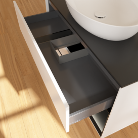 Тумба под раковину Villeroy & Boch Finion 100х50,1 см с подсветкой МДФ белый матовый лак/стекло черное матовое F902PDMT