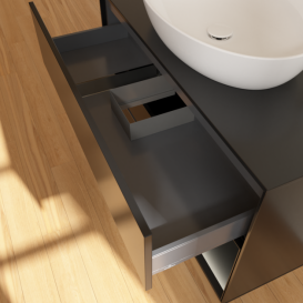 Тумба під раковину Villeroy & Boch Finion 100х50,1 см із підсвічуванням МДФ чорний матовий лак/скло чорне матове F902PDPD
