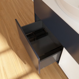 Тумба под раковину Villeroy & Boch Finion 100х50,1 см с подсветкой МДФ темно-синий матовый лак/стекло белое матовое F901GFHG