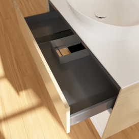 Тумба под раковину Villeroy & Boch Finion 100х50,1 см с подсветкой МДФ шпон дуба/стекло белое матовое F901GFPC