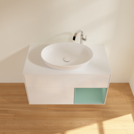 Тумба под раковину Villeroy & Boch Finion 100х50,1 см с подсветкой МДФ глянцевый белый лак/стекло белое матовое F901GMGF