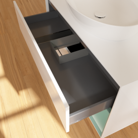 Тумба под раковину Villeroy & Boch Finion 100х50,1 см с подсветкой МДФ глянцевый белый лак/стекло белое матовое F901GMGF