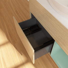 Тумба под раковину Villeroy & Boch Finion 100х50,1 см с подсветкой МДФ шпон дуба/стекло белое матовое F901GMPC