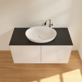 Тумба под раковину Villeroy & Boch Finion 120х50,1 см с подсветкой МДФ глянцевый белый лак/стекло черное матовое G91200GF