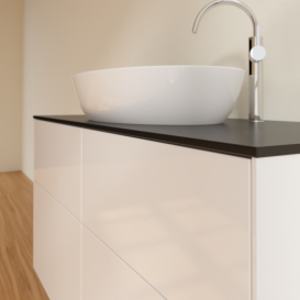 Тумба под раковину Villeroy & Boch Finion 120х50,1 см с подсветкой МДФ глянцевый белый лак/стекло черное матовое G91200GF