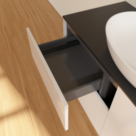 Тумба под раковину Villeroy & Boch Finion 120х50,1 см с подсветкой МДФ глянцевый белый лак/стекло черное матовое G91200GF