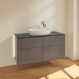 Тумба под раковину Villeroy & Boch Finion 120х50,1 см с подсветкой МДФ антрацит матовый лак/стекло черное матовое G91200GK