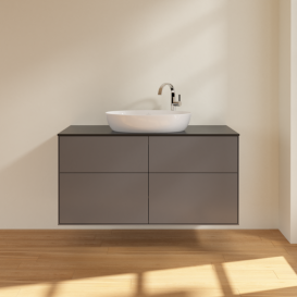 Тумба под раковину Villeroy & Boch Finion 120х50,1 см с подсветкой МДФ антрацит матовый лак/стекло черное матовое G91200GK