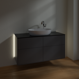 Тумба под раковину Villeroy & Boch Finion 120х50,1 см с подсветкой МДФ антрацит матовый лак/стекло черное матовое G91200GK