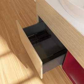 Тумба под раковину Villeroy & Boch Finion 100х50,1 см с подсветкой МДФ шпон дуба/стекло белое матовое F901HBPC