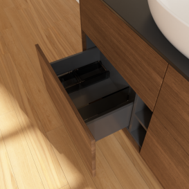 Тумба под раковину Villeroy & Boch Finion 120х50,1 см с подсветкой МДФ шпон грецкого ореха/стекло черное матовое G91200GN