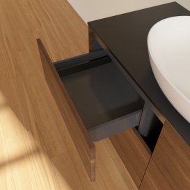 Тумба под раковину Villeroy & Boch Finion 120х50,1 см с подсветкой МДФ шпон грецкого ореха/стекло черное матовое G91200GN