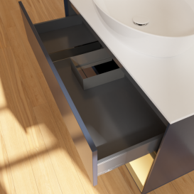 Тумба под раковину Villeroy & Boch Finion 100х50,1 см с подсветкой МДФ темно-синий матовый лак/стекло белое матовое F901HFHG