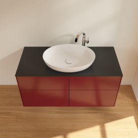 Тумба под раковину Villeroy & Boch Finion 120х50,1 см с подсветкой МДФ пион матовый лак/стекло черное матовое G91200HB