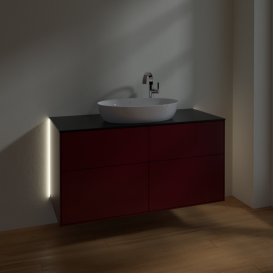 Тумба под раковину Villeroy & Boch Finion 120х50,1 см с подсветкой МДФ пион матовый лак/стекло черное матовое G91200HB