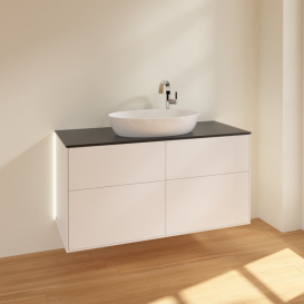 Тумба под раковину Villeroy & Boch Finion 120х50,1 см с подсветкой МДФ белый матовый лак/стекло черное матовое G91200MT