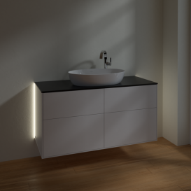 Тумба под раковину Villeroy & Boch Finion 120х50,1 см с подсветкой МДФ белый матовый лак/стекло черное матовое G91200MT