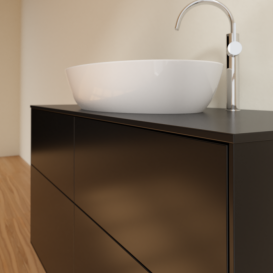 Тумба под раковину Villeroy & Boch Finion 120х50,1 см с подсветкой МДФ черный матовый лак/стекло черное матовое G91200PD