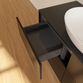 Тумба под раковину Villeroy & Boch Finion 120х50,1 см с подсветкой МДФ черный матовый лак/стекло черное матовое G91200PD