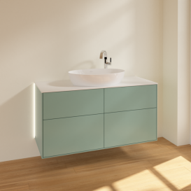 Тумба под раковину Villeroy & Boch Finion 120х50,1 см с подсветкой МДФ оливковый матовый лак/стекло белое матовое G91100GM